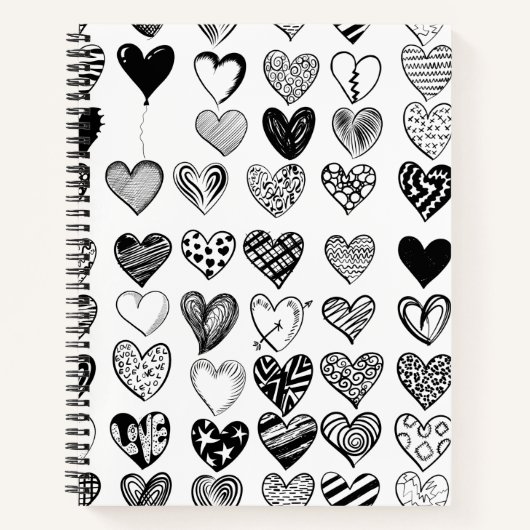 Adorable Black Heart Scribble Zeichnend Notizblock (Vorderseite)