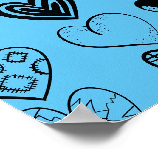 Adorable Black Heart Scribble Zeichnend Poster (Ecke)
