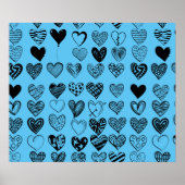 Adorable Black Heart Scribble Zeichnend Poster (Vorne)