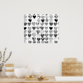 Adorable Black Heart Scribble Zeichnend Poster (Küche)