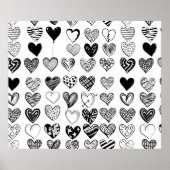 Adorable Black Heart Scribble Zeichnend Poster (Vorne)