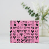 Adorable Black Heart Scribble Zeichnend Postkarte (Stehend Vorderseite)
