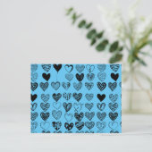 Adorable Black Heart Scribble Zeichnend Postkarte (Stehend Vorderseite)