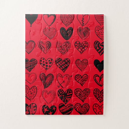 Adorable Black Heart Scribble Zeichnend Puzzle (Vertikal)