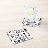 Adorable Black Heart Scribble Zeichnend Rechteckiger Pappuntersetzer (Vor Ort)