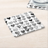Adorable Black Heart Scribble Zeichnend Rechteckiger Pappuntersetzer (angewinkelt)