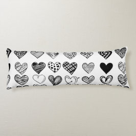 Adorable Black Heart Scribble Zeichnend Seitenschläferkissen