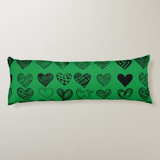 Adorable Black Heart Scribble Zeichnend Seitenschläferkissen (Rückseite)