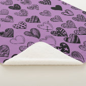 Adorable Black Heart Scribble Zeichnend Sherpa Bla Sherpadecke (3/4)