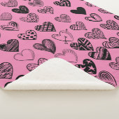 Adorable Black Heart Scribble Zeichnend Sherpa Bla Sherpadecke (3/4)