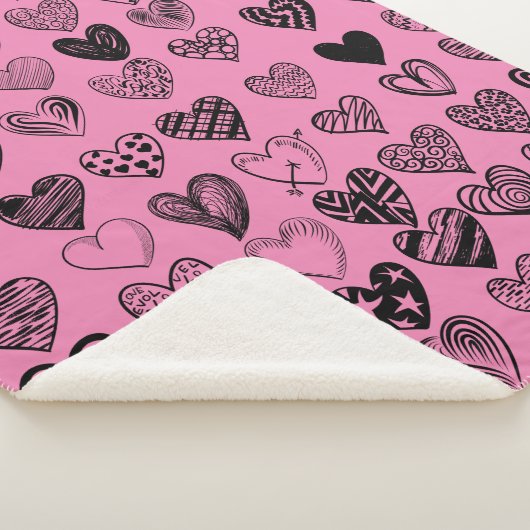 Adorable Black Heart Scribble Zeichnend Sherpa Bla Sherpadecke (3/4)