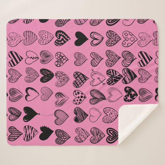 Adorable Black Heart Scribble Zeichnend Sherpa Bla Sherpadecke (Vorderseite (Horizontal))