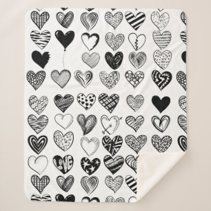 Adorable Black Heart Scribble Zeichnend Sherpadecke