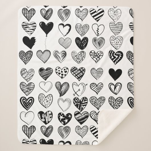 Adorable Black Heart Scribble Zeichnend Sherpadecke (Vorderseite)