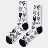 Adorable Black Heart Scribble Zeichnend Socken (Linkes Detail)