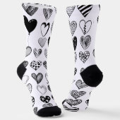 Adorable Black Heart Scribble Zeichnend Socken (Gewinkelt)