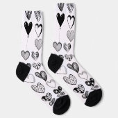 Adorable Black Heart Scribble Zeichnend Socken (Rechts)
