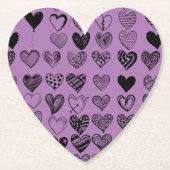 Adorable Black Heart Scribble Zeichnend Square Pap Untersetzer (Vorderseite)