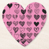 Adorable Black Heart Scribble Zeichnend Square Pap Untersetzer (Vorderseite)