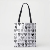 Adorable Black Heart Scribble Zeichnend Tasche (Vorderseite)