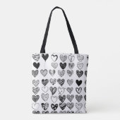 Adorable Black Heart Scribble Zeichnend Tasche (Rückseite)