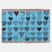 Adorable Black Heart Scribble Zeichnend Throw Blan Decke (Vorderseite)
