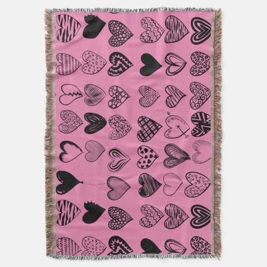Adorable Black Heart Scribble Zeichnend Throw Blan Decke (Vorderseite Vertikal)