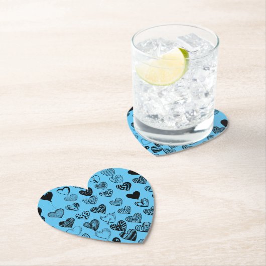 Adorable Black Heart Scribble Zeichnend Untersetzer (Vor Ort)