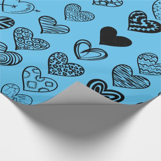 Adorable Black Heart Scribble Zeichnend Wrapping P Geschenkpapier (Ecke)