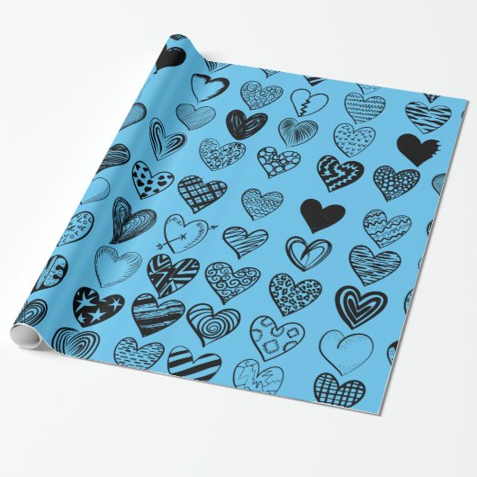 Adorable Black Heart Scribble Zeichnend Wrapping P Geschenkpapier (Ungerollt)