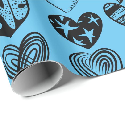 Adorable Black Heart Scribble Zeichnend Wrapping P Geschenkpapier (Rolleneckpunkt)