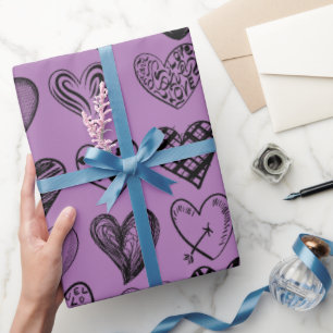 Adorable Black Heart Scribble Zeichnend Wrapping P Geschenkpapier