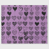 Adorable Black Heart Scribble Zeichnend Wrapping P Geschenkpapier (Flach)