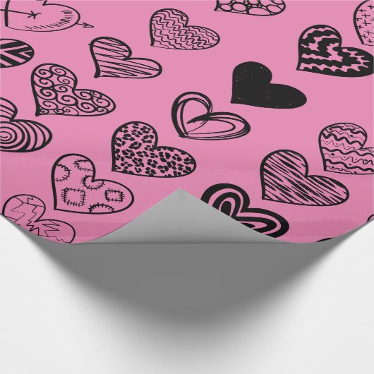 Adorable Black Heart Scribble Zeichnend Wrapping P Geschenkpapier (Ecke)