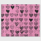 Adorable Black Heart Scribble Zeichnend Wrapping P Geschenkpapier (Flach)