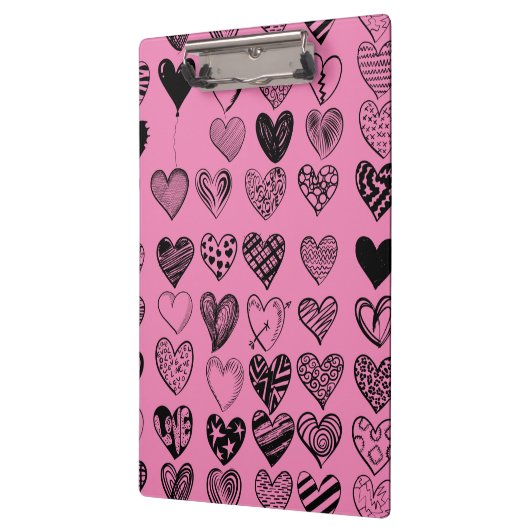 Adorable Black Heart Scribble Zeichnend Zwischenab Klemmbrett (Links)