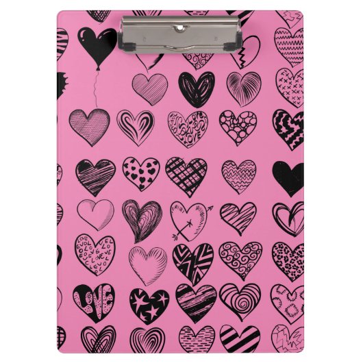 Adorable Black Heart Scribble Zeichnend Zwischenab Klemmbrett (Vorderseite)