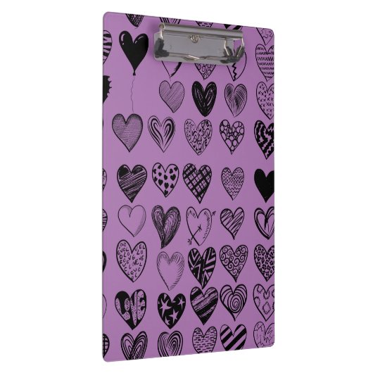 Adorable Black Heart Scribble Zeichnend Zwischenab Klemmbrett (Rechts)