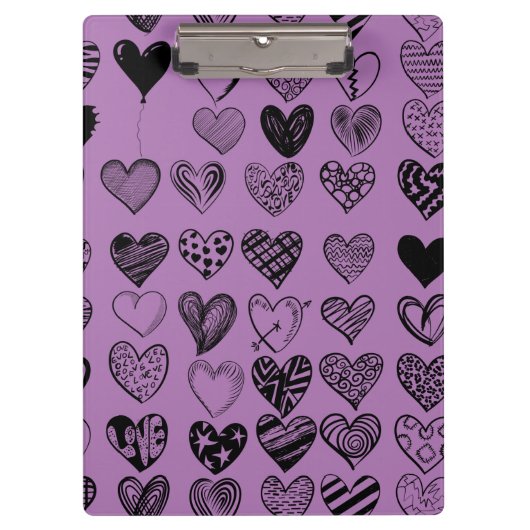 Adorable Black Heart Scribble Zeichnend Zwischenab Klemmbrett (Vorderseite)