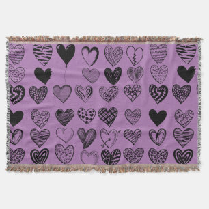 Adorable Black Heart Scribe Zeichne Throw Blanke Decke