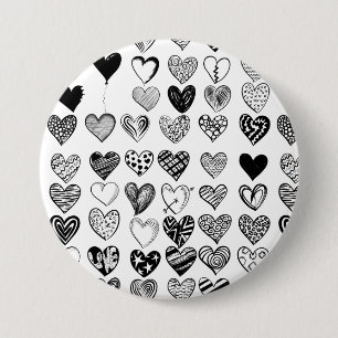 Adorable Black Heart Scribe Zeichnend Button