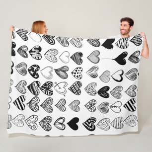 Adorable Black Heart Scribe Zeichnend Fleecedecke