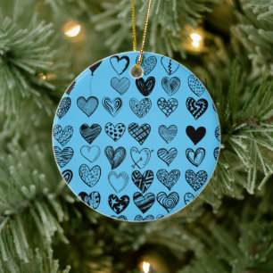 Adorable Black Heart Scribe Zeichnend Keramik Orna Ornament