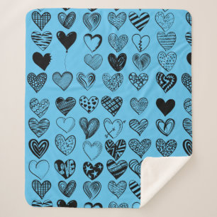 Adorable Black Heart Scribe Zeichnend Sherpa Blank Sherpadecke