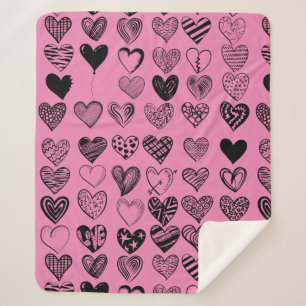 Adorable Black Heart Scribe Zeichnend Sherpa Blank Sherpadecke
