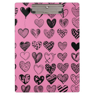 Adorable Black Heart Scribe Zeichnend Zwischenabla Klemmbrett