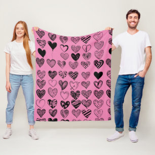 Adorable Black Heart Skript Zeichne Fleece Leere