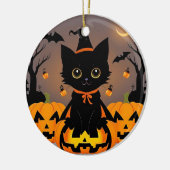 Adorable Black Kitten in Hexenhut Keramik Ornament (Links)