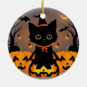Adorable Black Kitten in Hexenhut Keramik Ornament (Hinten)