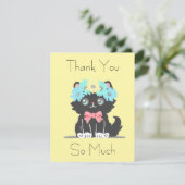 Adorable Black Kitty Flat Danke Karte (Stehend Vorderseite)